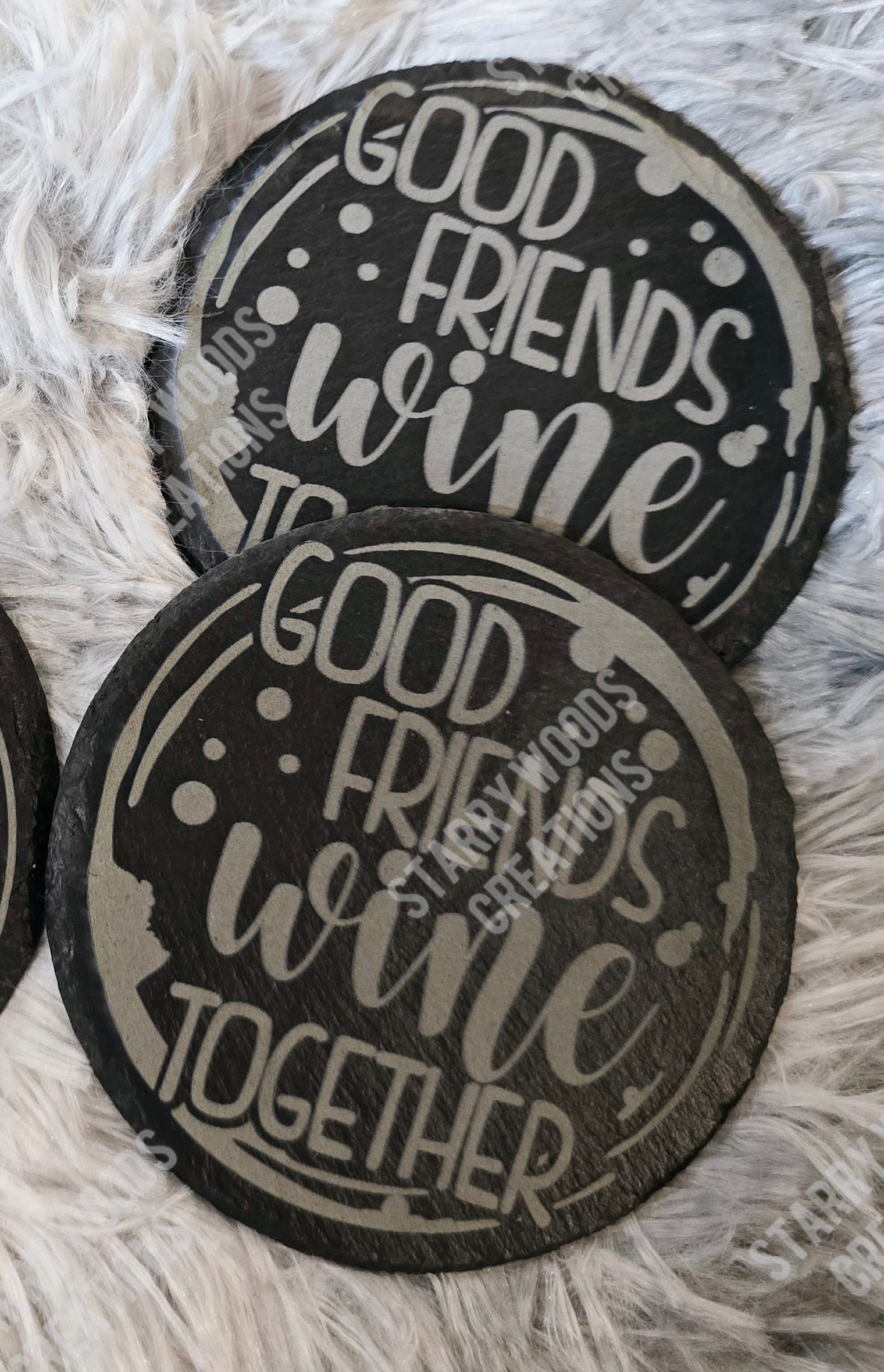Good Friends Wine Together Slate Coaster