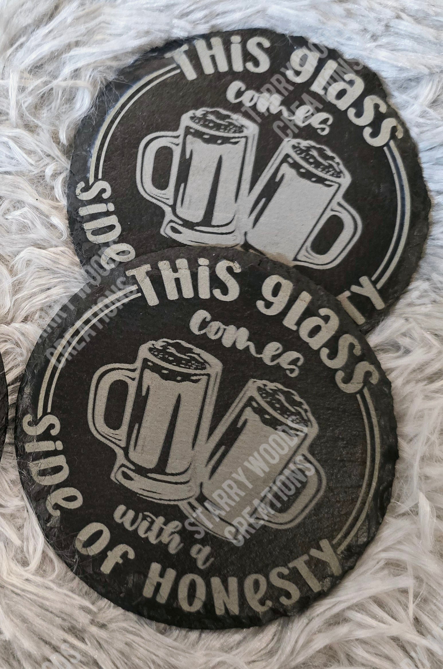 This Glass Comes with a Side of Honesty Slate Coaster
