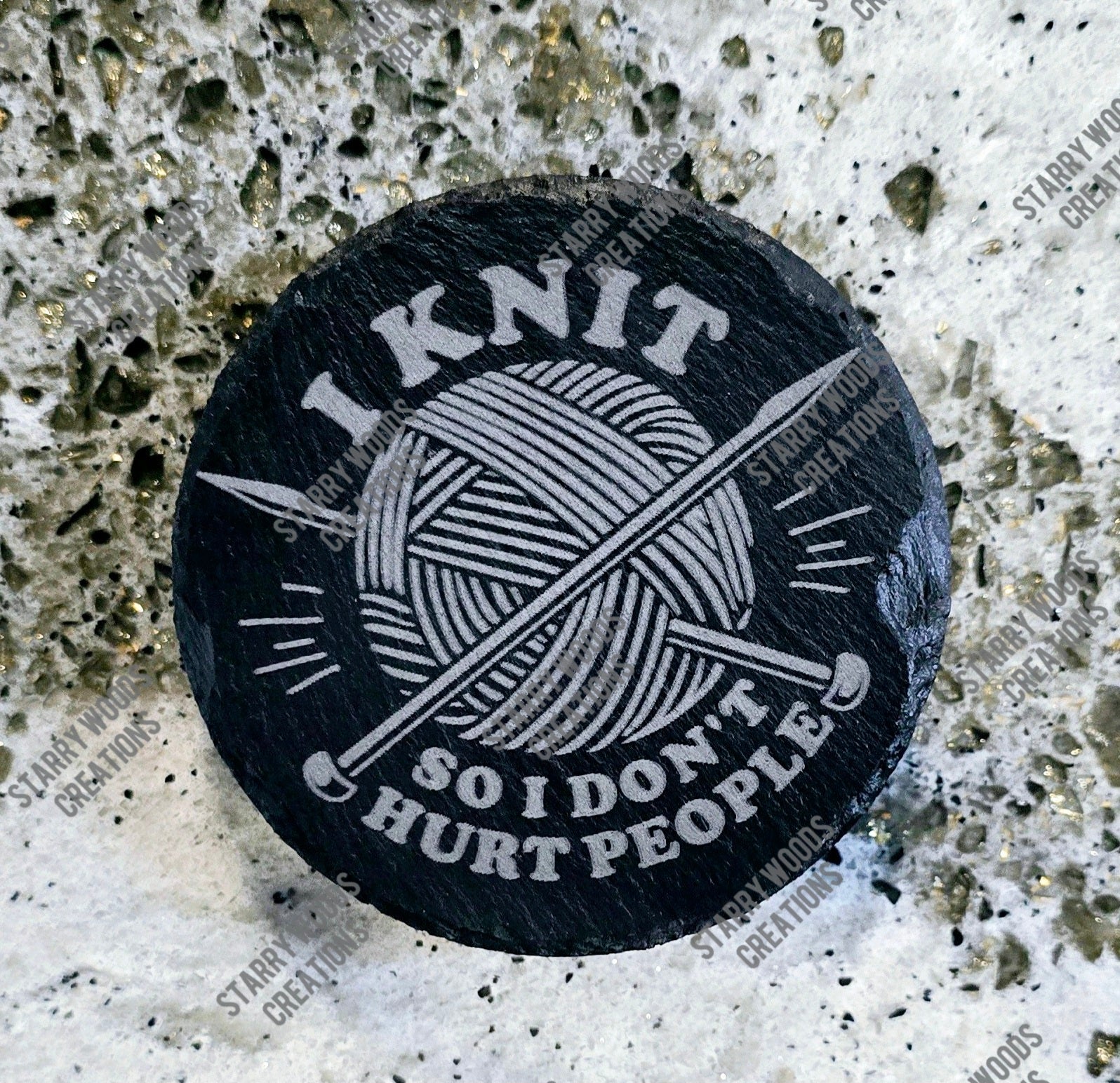 I Knit Slate Coaster