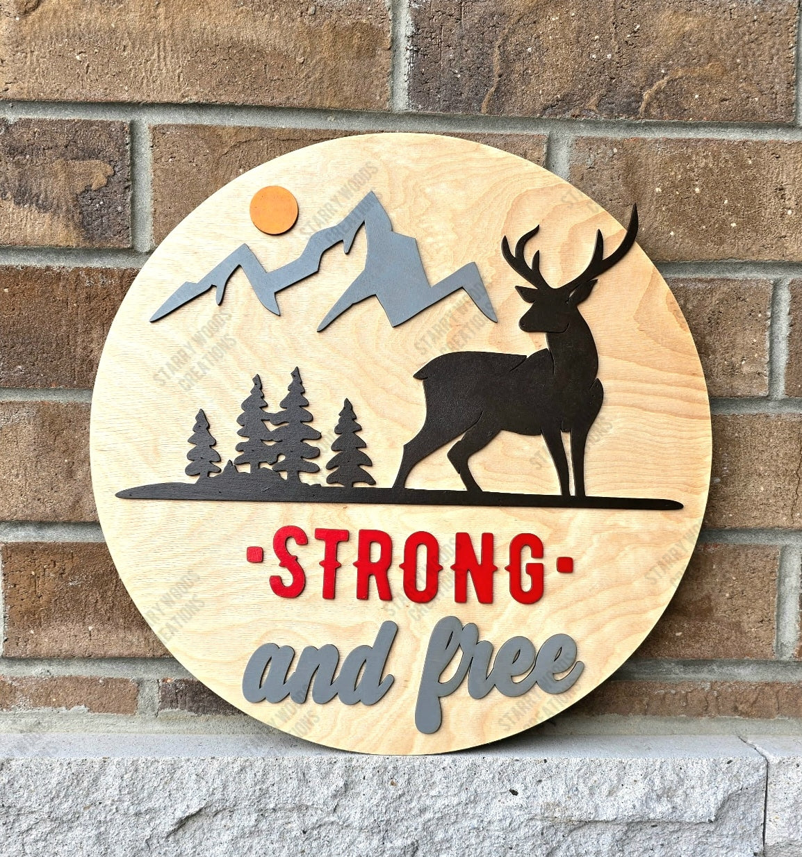 Strong and Free Door Sign