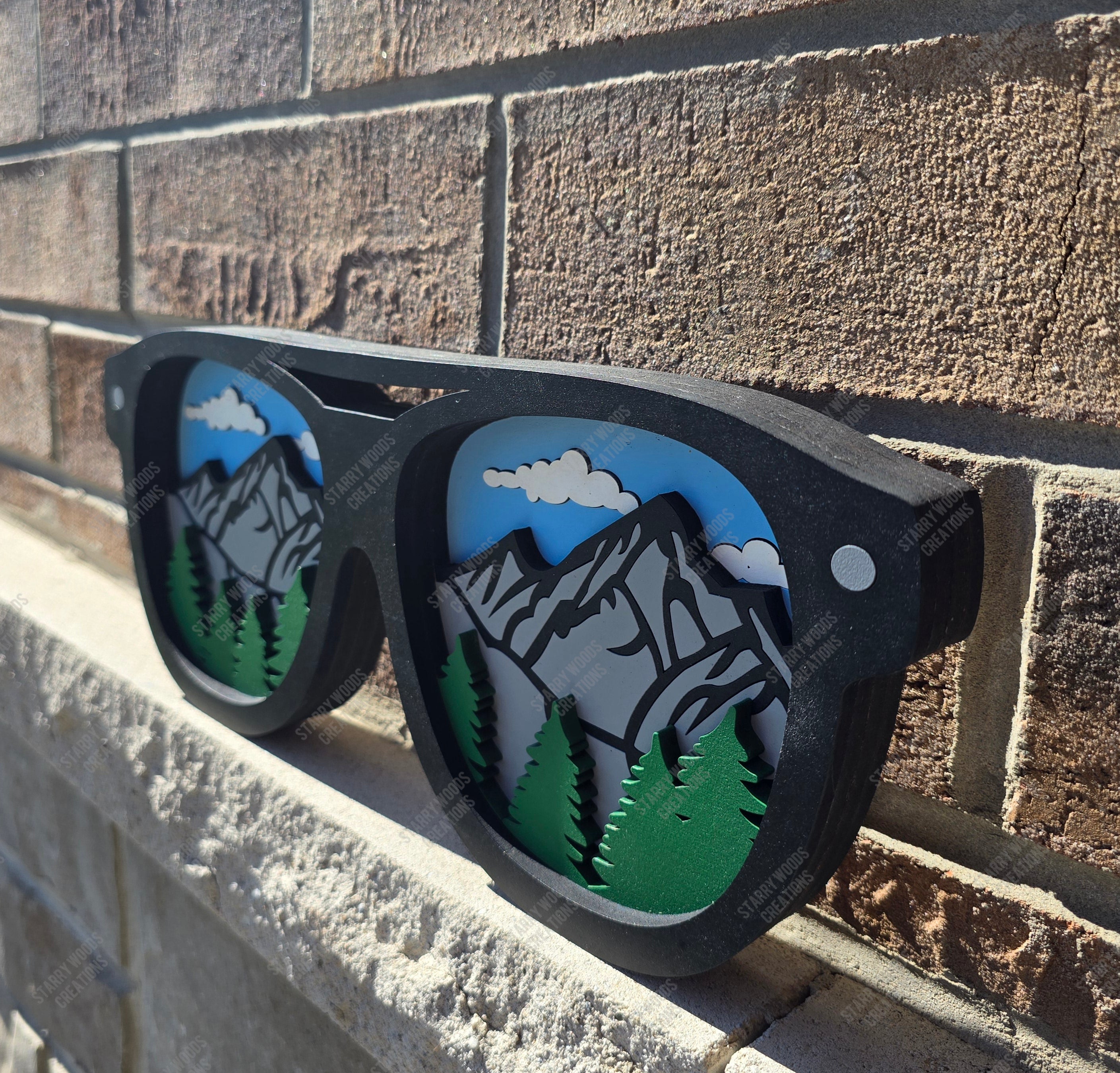 Layered Hiking Glasses Sign
