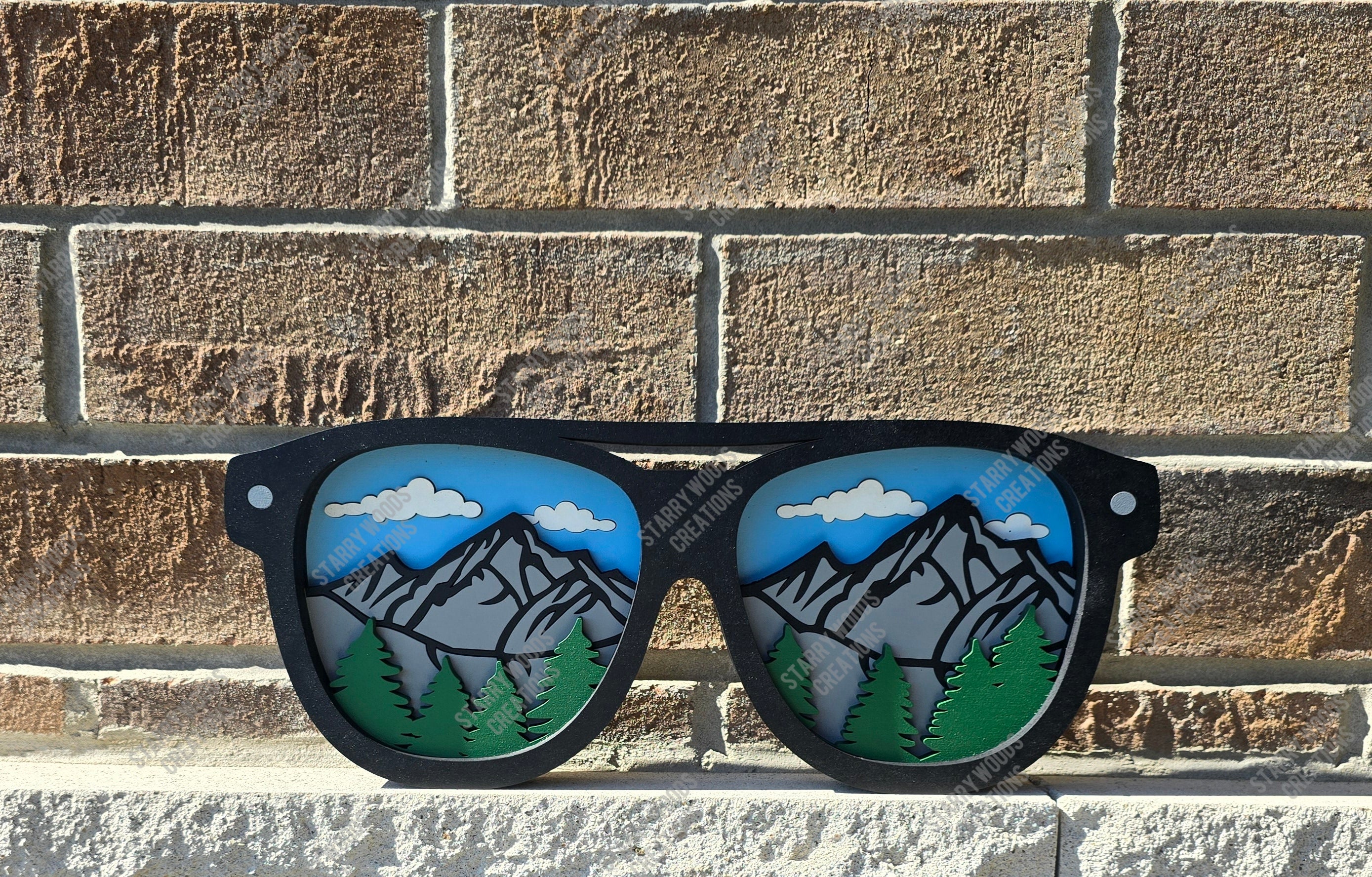 Layered Hiking Glasses Sign