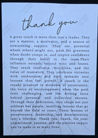 Thank you coach story card that is included with ornaments. Creates sentimental and personal meaning to gift giving of the ornament. 